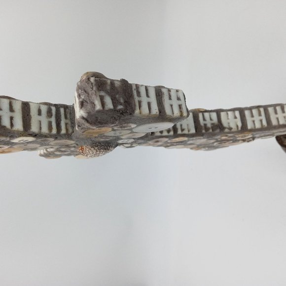 Button Sculpture Folk Art OOAK Memory Jug Style Forget Me Not Assemblage Found - Picture 8 of 16